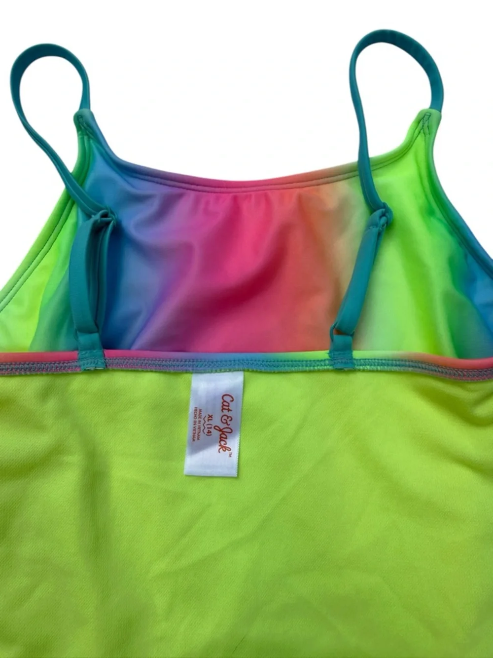 Girls Cat & Jack Rainbow Ombre One Piece Swimsuit XL 14/16 Adjustable‎ Straps